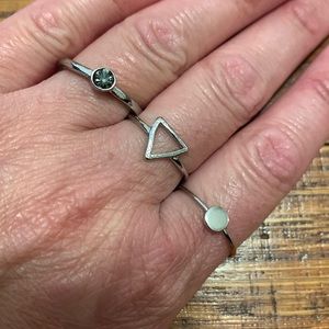 3 silver tone rings